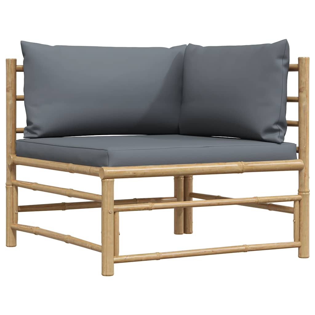 Set Divani da Giardino 2 pz con Cuscini Grigio Scuro in Bambù | homemem39
