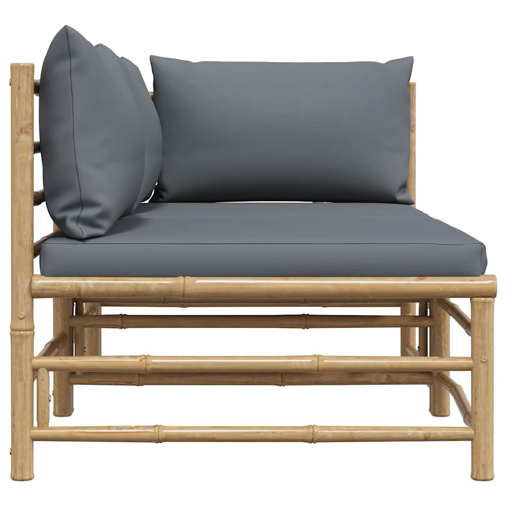 Set Divani da Giardino 2 pz con Cuscini Grigio Scuro in Bambù | homemem39