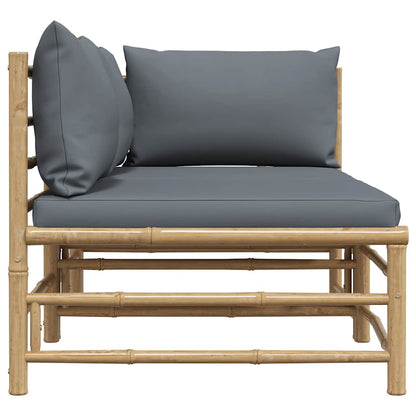 Set Divani da Giardino 2 pz con Cuscini Grigio Scuro in Bambù | homemem39