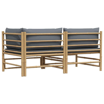 Set Divani da Giardino 2 pz con Cuscini Grigio Scuro in Bambù | homemem39