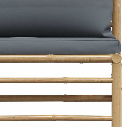 Set Divani da Giardino 2 pz con Cuscini Grigio Scuro in Bambù