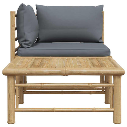 Set Divani da Giardino 2 pz con Cuscini Grigio Scuro in Bambù