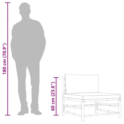 Divano Centrale da Giardino con Cuscini Grigio Scuro in Bambù
