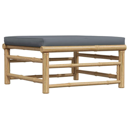 Poggiapiedi da Giardino con Cuscini Grigio Scuro in Bambù - homemem39