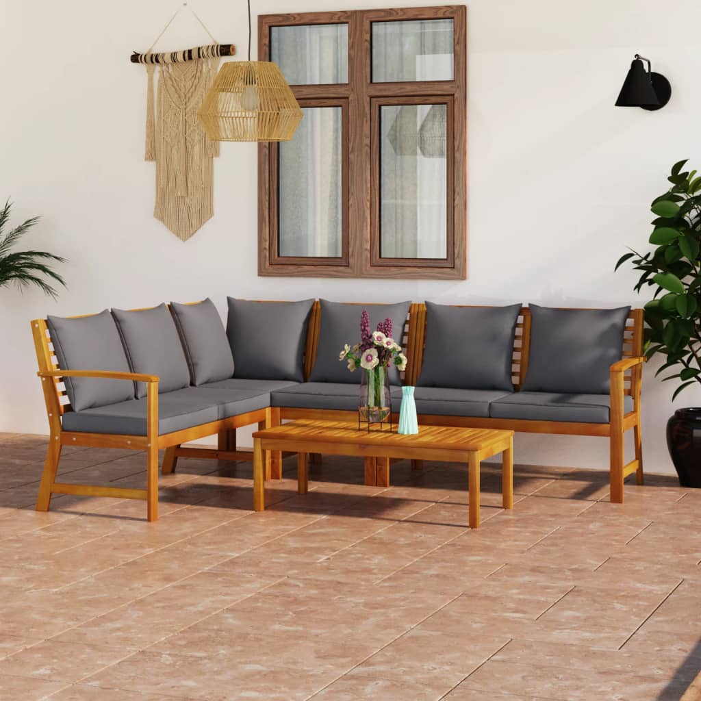 Set Divani da Giardino 5 pz con Cuscini in Massello di Acacia - homemem39