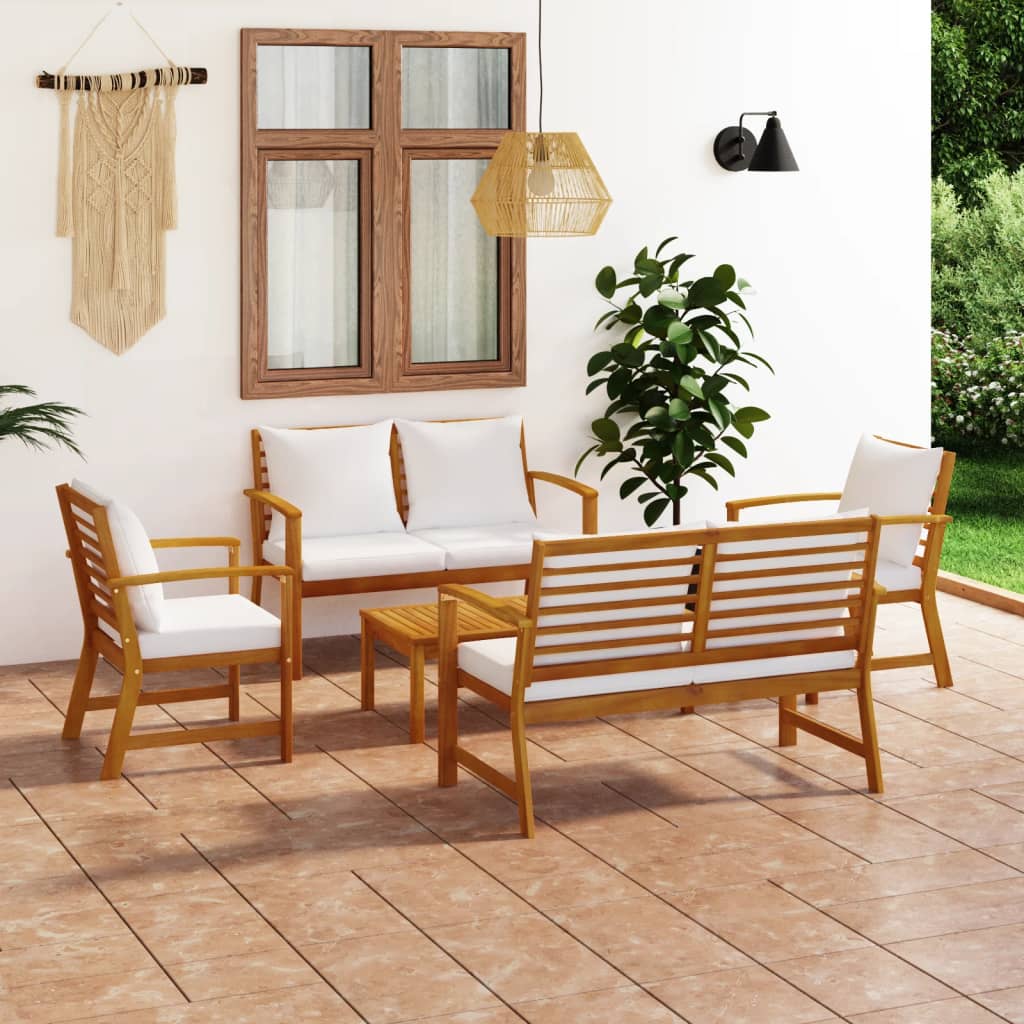 Set Divani da Giardino 5 pz con Cuscini in Legno Acacia - homemem39