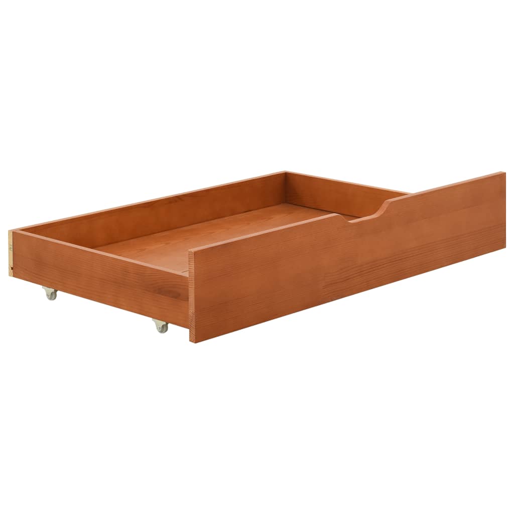 Giroletto con 2 Cassetti Marrone Ambra Legno di Pino 90x200 cm - homemem39