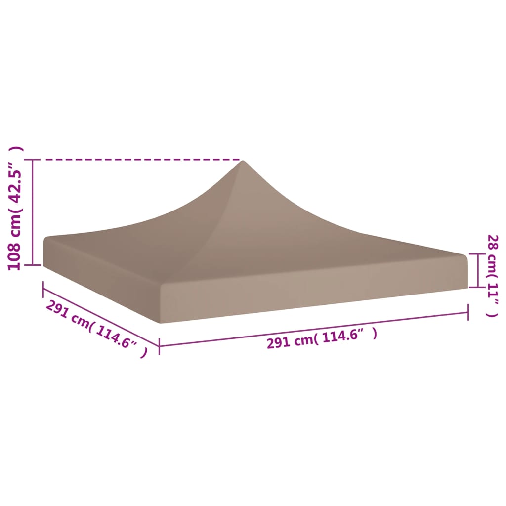 Tetto per Tendone per Feste 3x3 m Grigio Talpa 270 g/m² - homemem39