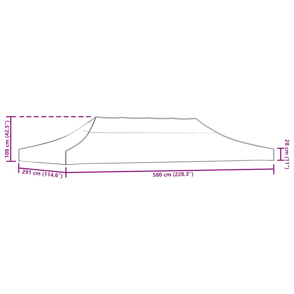 Tetto per Tendone per Feste 6x3 m Rosso Borgogna 270 g/m²