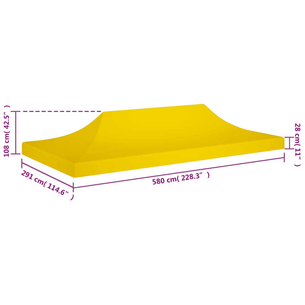 Tetto per Tendone per Feste 6x3 m Giallo 270 g/m² - homemem39