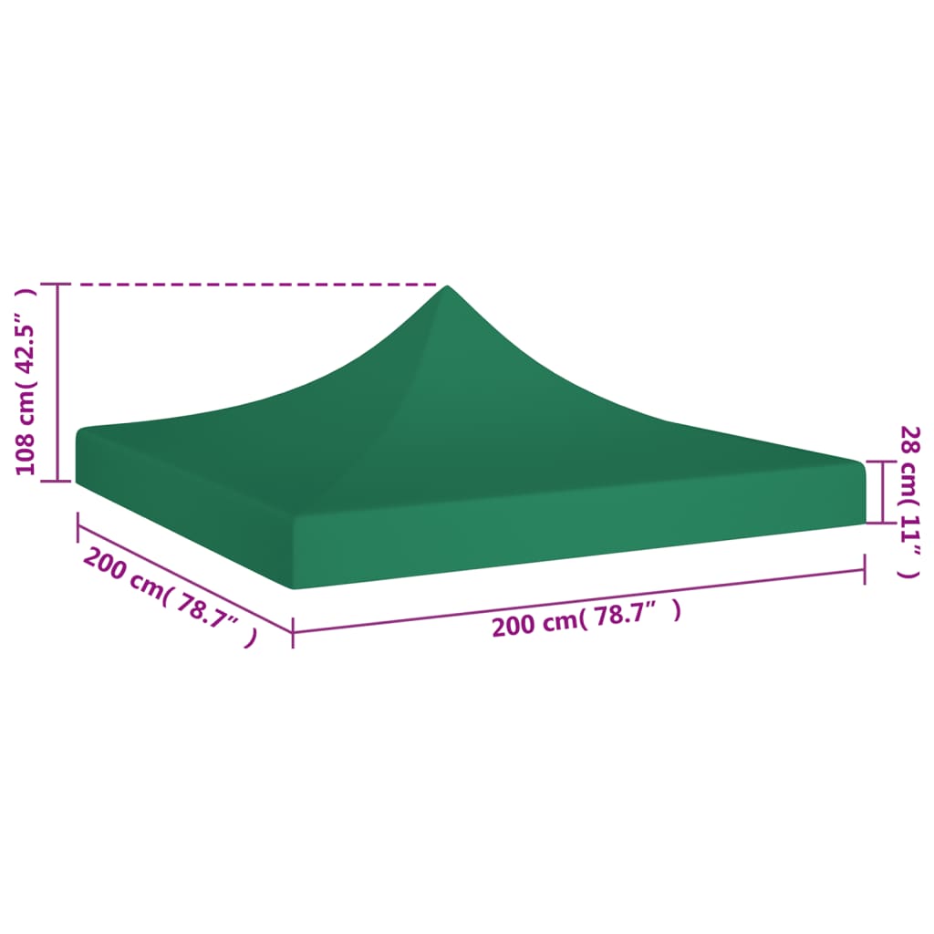 Tetto per Tendone per Feste 2x2 m Verde 270 g/m² - homemem39