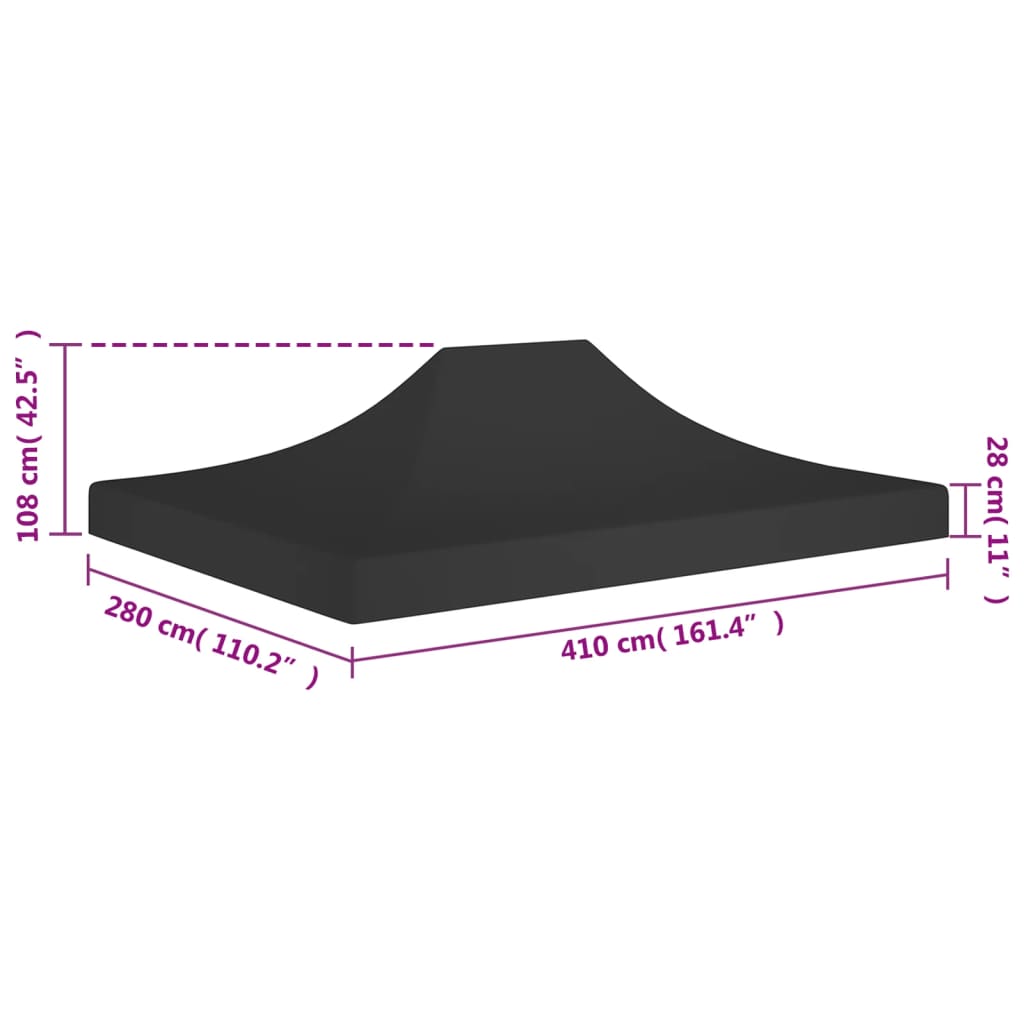Tetto per Tendone per Feste 4x3 m Nero 270 g/m² - homemem39