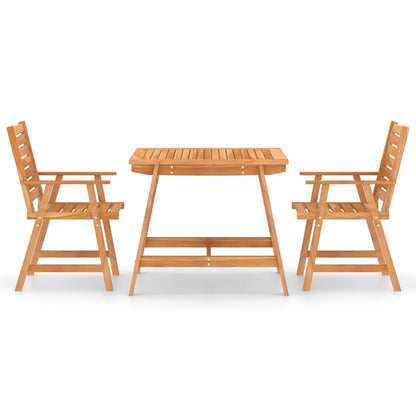 Set da Pranzo da Giardino 3 pz in Legno Massello di Acacia
