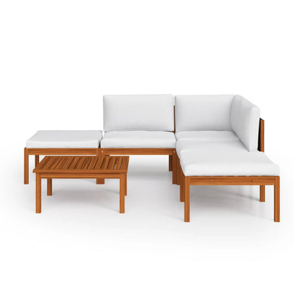 Set da giardino 6 pezzi con cuscini in legno crema, acacia e corda - homemem39