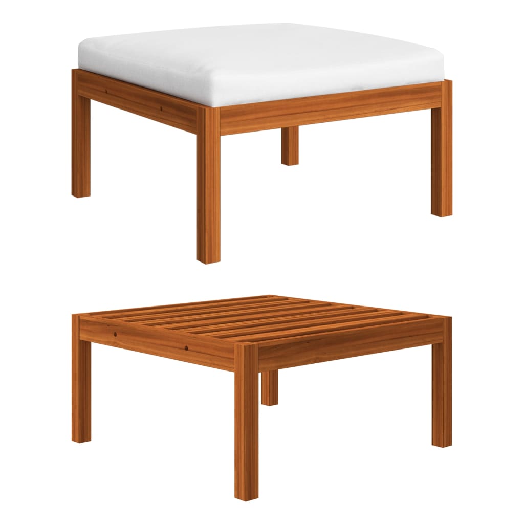 Set da giardino 12 pezzi con cuscini in legno crema, acacia e corda - homemem39