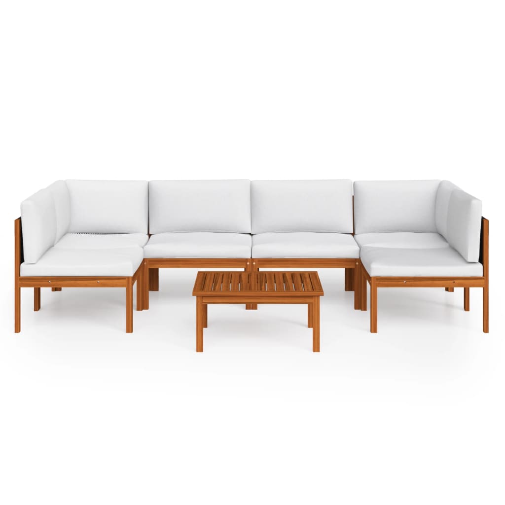 Set da Giardino 7 pz con Cuscini in Legno Crema, Acacia e Corda - homemem39