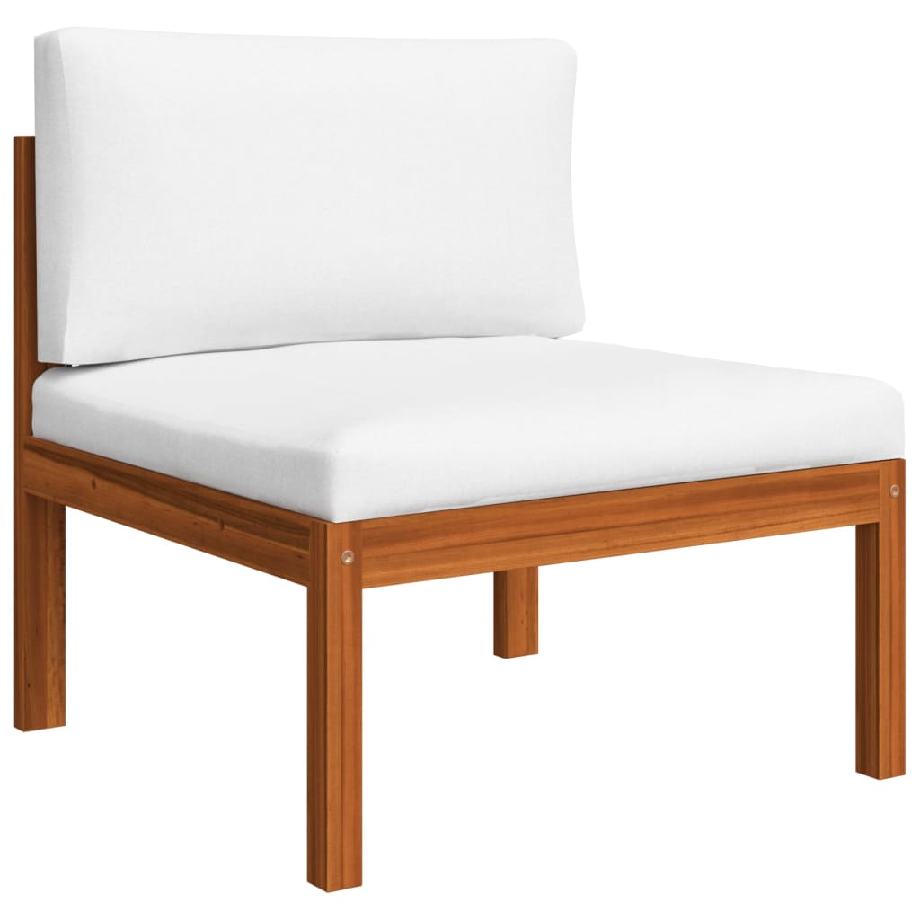 Set da Giardino 7 pz con Cuscini in Legno Crema, Acacia e Corda