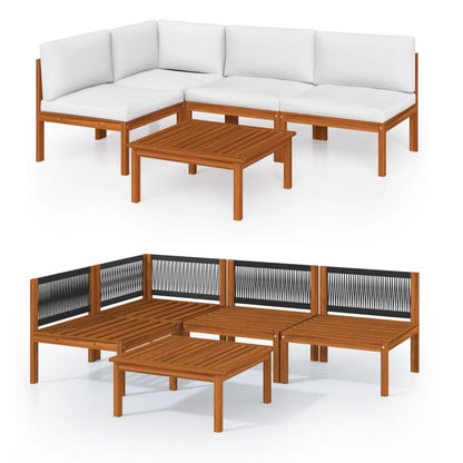 Set da giardino 5 pezzi con cuscini crema 63x63 cm - homemem39