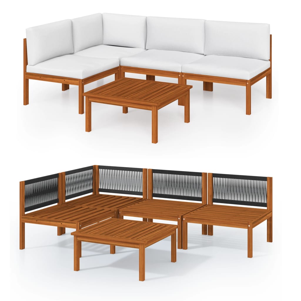 Set da giardino 5 pezzi con cuscini crema 63x63 cm