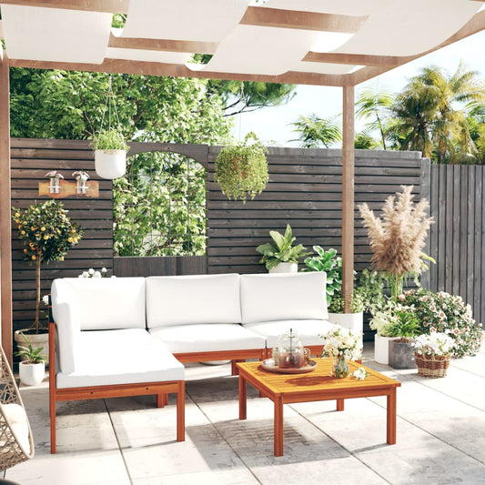 Set da giardino 5 pezzi con cuscini crema 63x63 cm