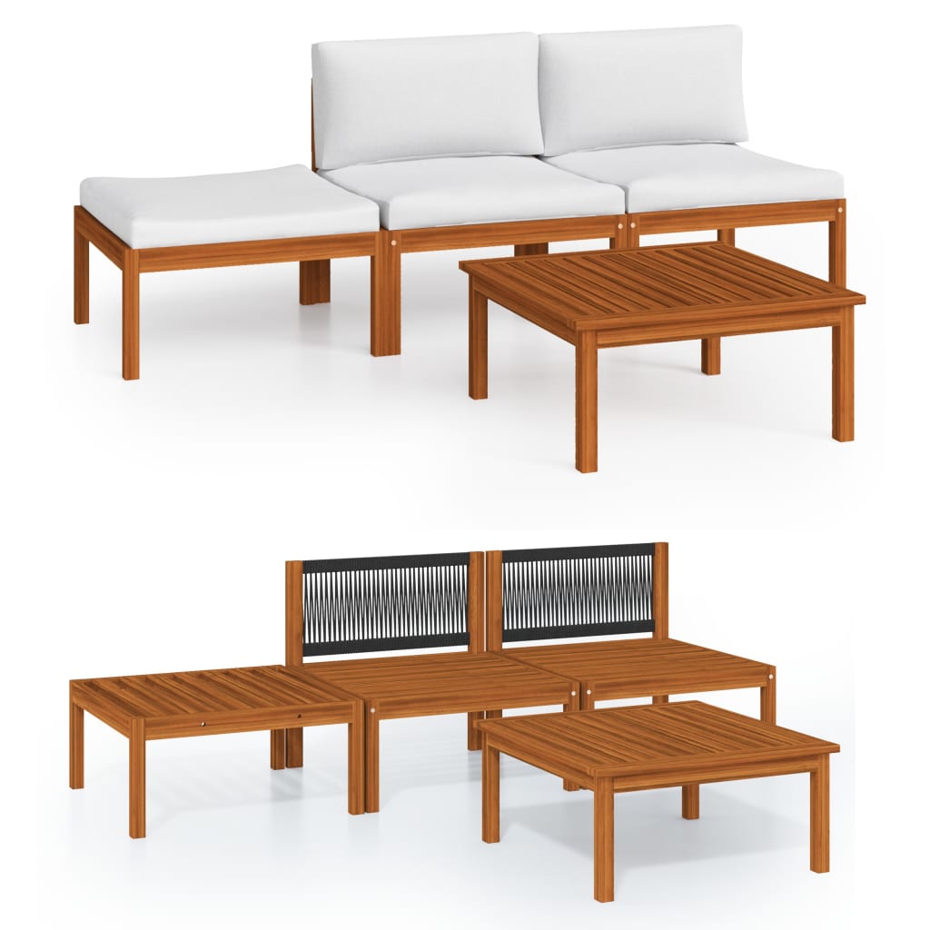 Set da giardino 4 pezzi con cuscini crema 63x63 cm - homemem39