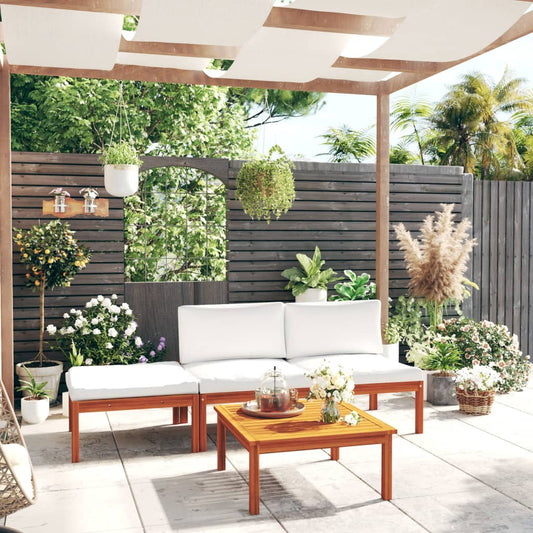 Set da giardino 4 pezzi con cuscini crema 63x63 cm - homemem39