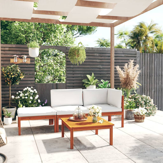 Set da giardino 4 pezzi con cuscini crema 63x63 cm - homemem39