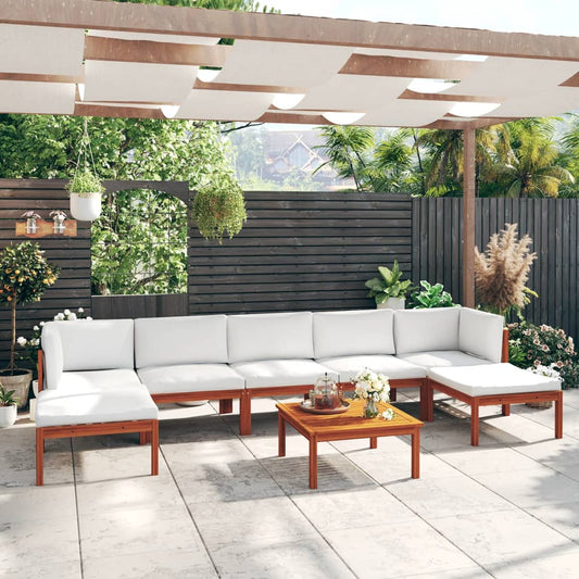 Set da giardino 8 pezzi con cuscini crema 63x63 cm - homemem39