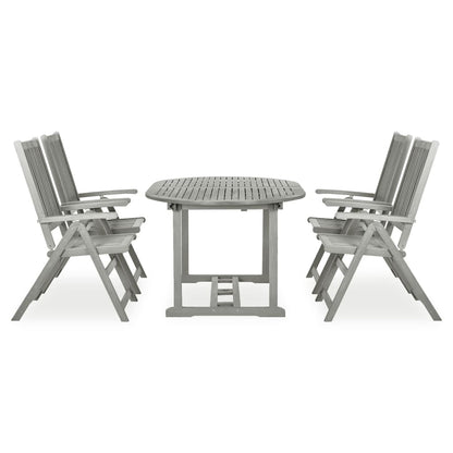 Set da pranzo da giardino 5 pz (150-200)x100 cm in legno massello di acacia grigio - homemem39