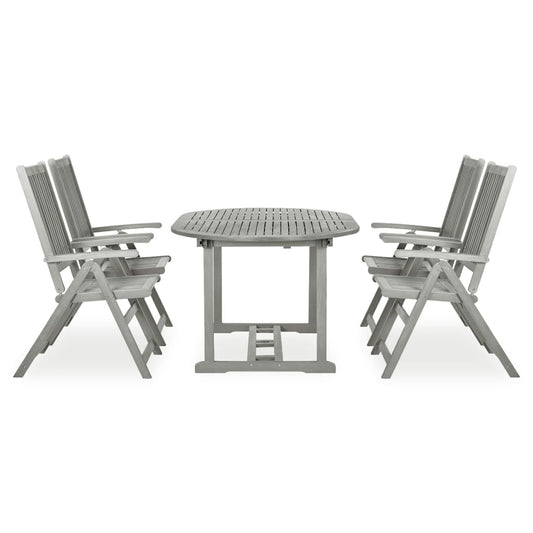 Set da pranzo da giardino 5 pz (150-200)x100 cm in legno massello di acacia grigio - homemem39