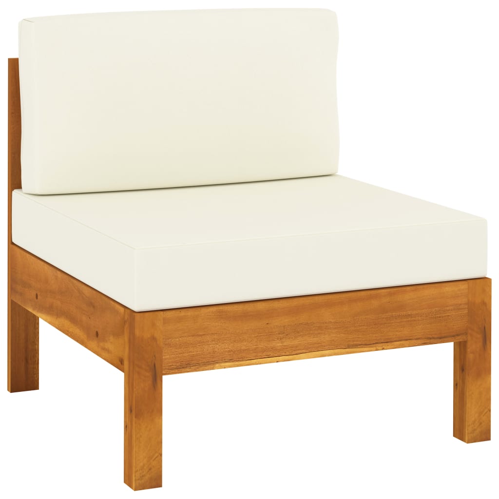 Divano da Giardino 3 Posti Cuscini Bianco Crema Massello Acacia - homemem39