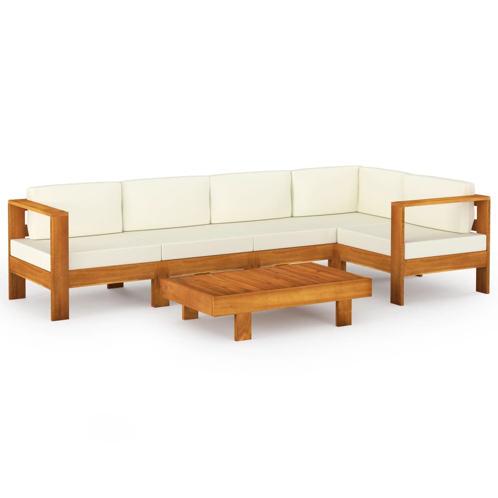 Set da Giardino 6 pz con Cuscini 100x60 cm Legno di Acacia - homemem39