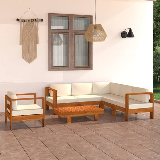 Set da Giardino 7 pz con Cuscini 100x60 cm Legno di Acacia - homemem39