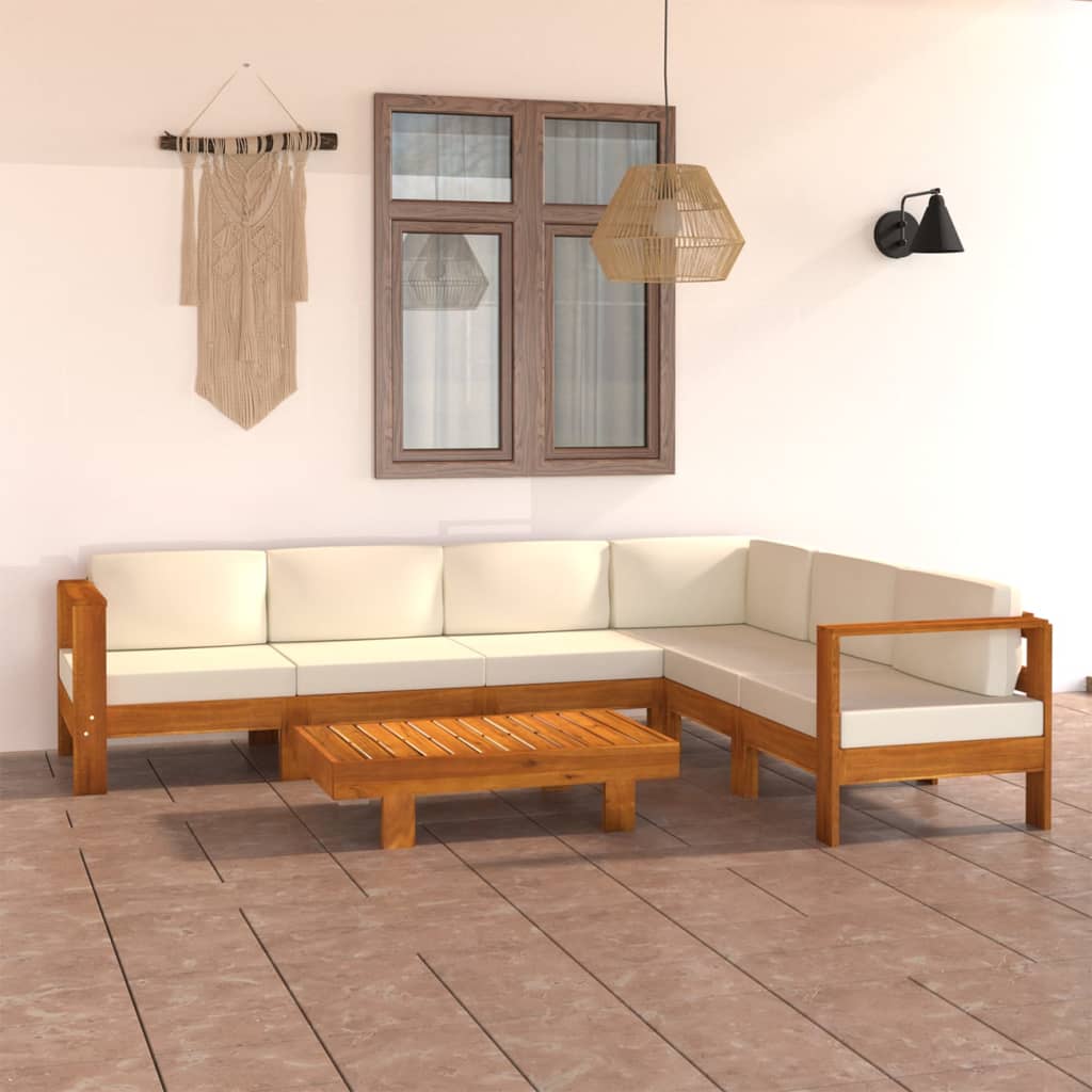 Set da Giardino 7 pz con Cuscini 100x60 cm Legno di Acacia - homemem39