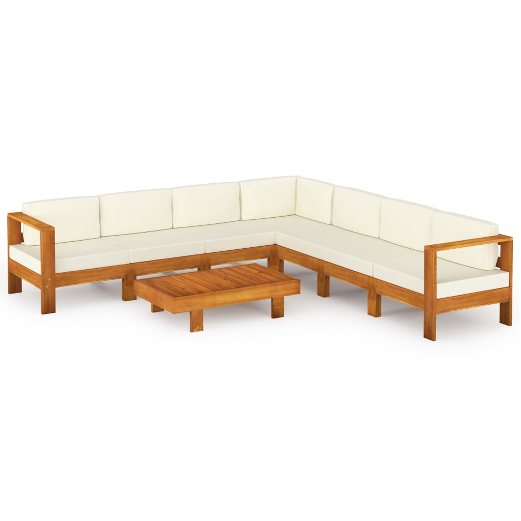 Set da Giardino 8 pz con Cuscini 100x60 cm Legno di Acacia - homemem39
