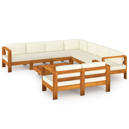 Set da giardino 9 pezzi con cuscini 100x60 cm in legno di acacia