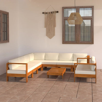 Set da giardino 9 pezzi con cuscini 100x60 cm in legno di acacia