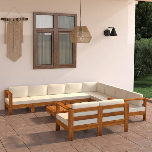 Set da Giardino 10 pz con Cuscini 100x60 cm Legno di Acacia