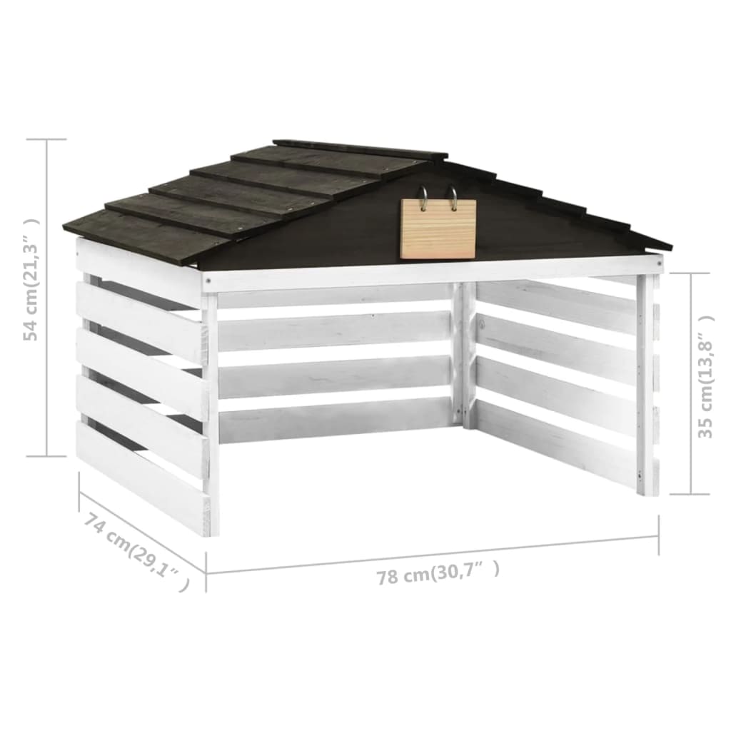 Casetta per Tosaerba Robotizzato Nero e Bianco 78x74x54cm Abete | homemem39