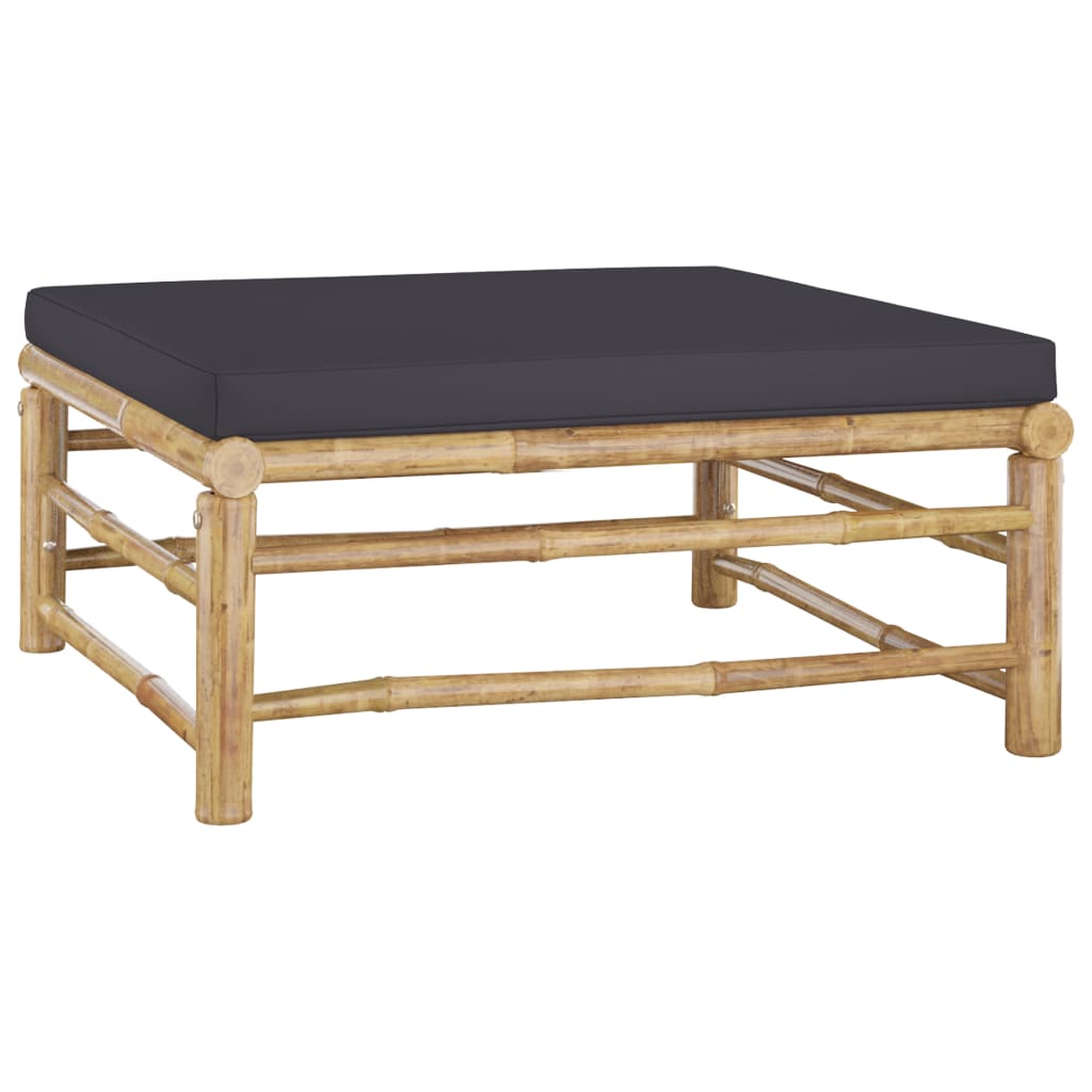 Set Salotto da Giardino 5pz con Cuscini Grigio Scuro Bambù - homemem39