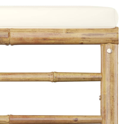 Set Salotto da Giardino 6pz con Cuscini Bianco Crema in Bambù | homemem39