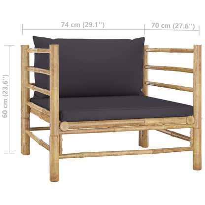 Set Salotto da Giardino 6pz con Cuscini Grigio Scuro Bambù | homemem39