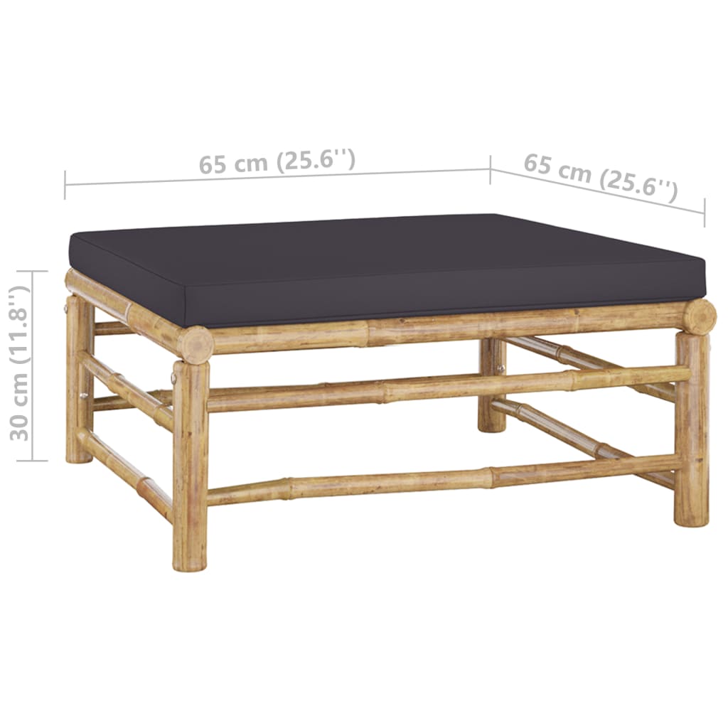 Set Salotto da Giardino 6pz con Cuscini Grigio Scuro Bambù | homemem39