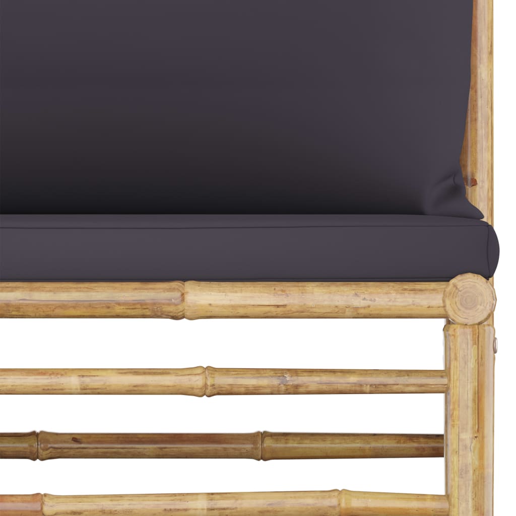 Set Divani da Giardino 6 pz con Cuscini Grigio Scuro in Bambù | homemem39
