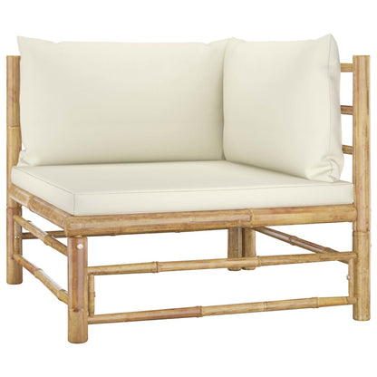 Set Divani da Giardino 2 pz con Cuscini Bianco Crema in Bambù | homemem39