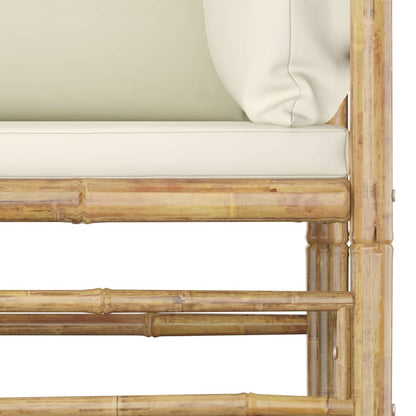 Set Divani da Giardino 2 pz con Cuscini Bianco Crema in Bambù | homemem39