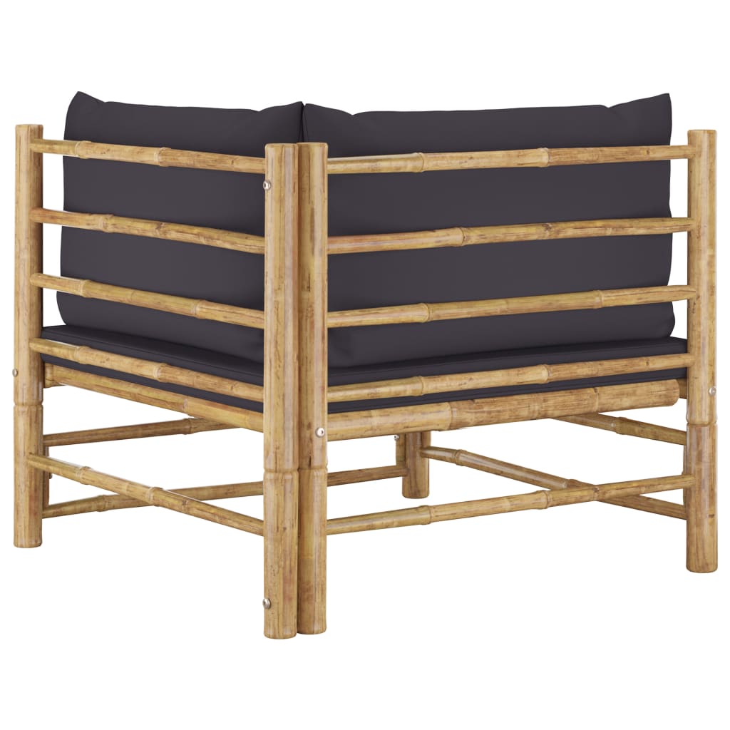 Set Divani da Giardino 2 pz con Cuscini Grigio Scuro in Bambù | homemem39