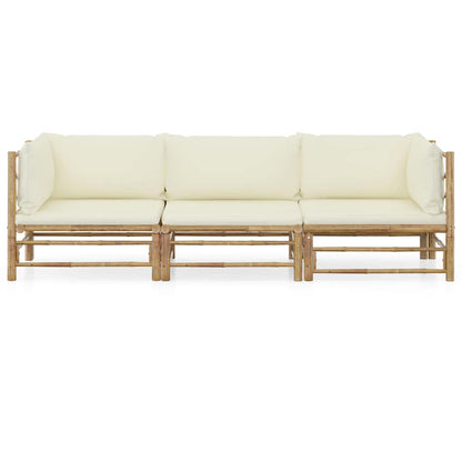 Set Divani da Giardino 3 pz con Cuscini in Bambù
