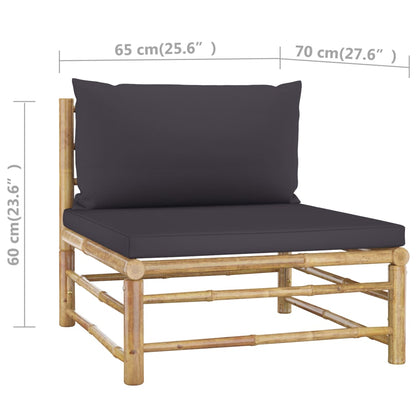 Set Divani da Giardino 4 pz con Cuscini Grigio Scuro in Bambù | homemem39