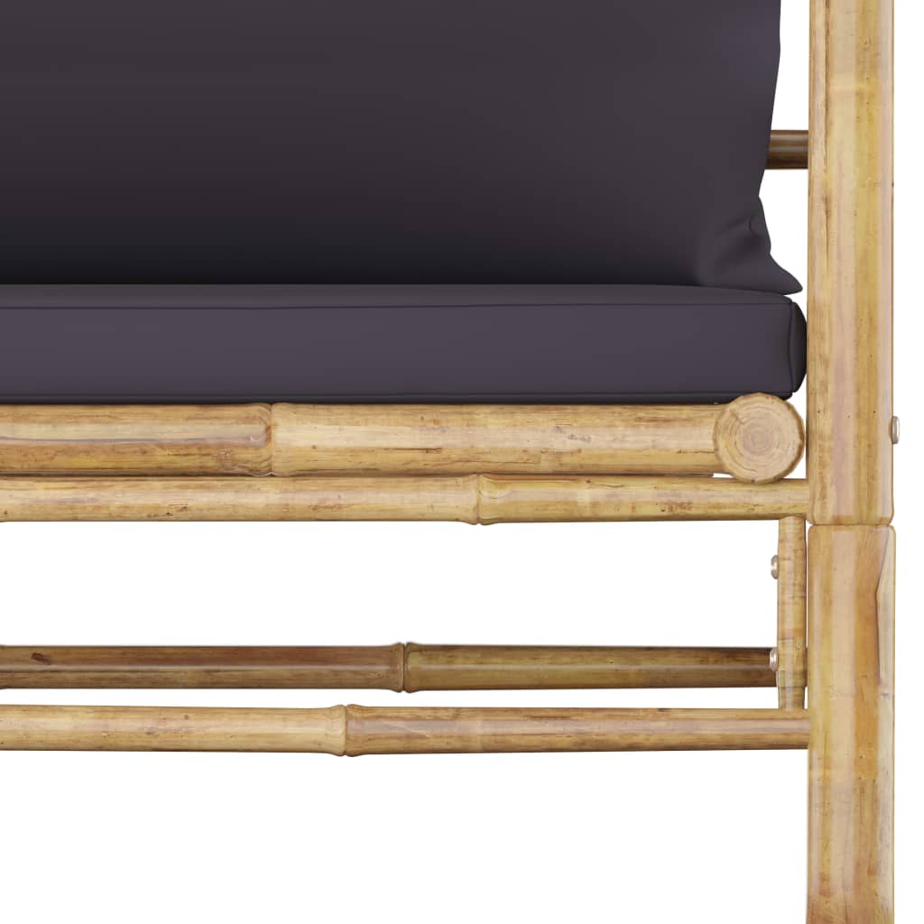 Set Salotto da Giardino 5pz con Cuscini Grigio Scuro Bambù - homemem39